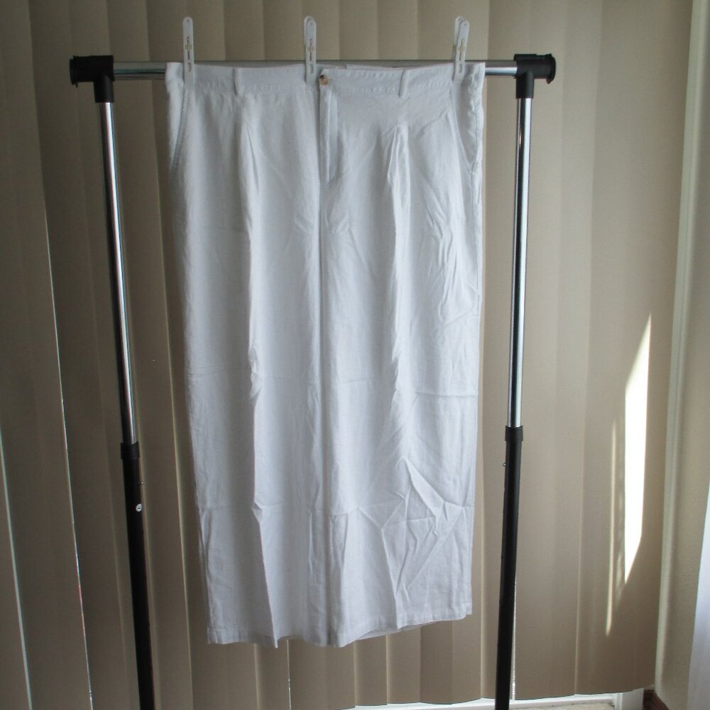 NEW Liz Claiborne Linen Blend Wide Leg Pants 20W Plus - white fully lined